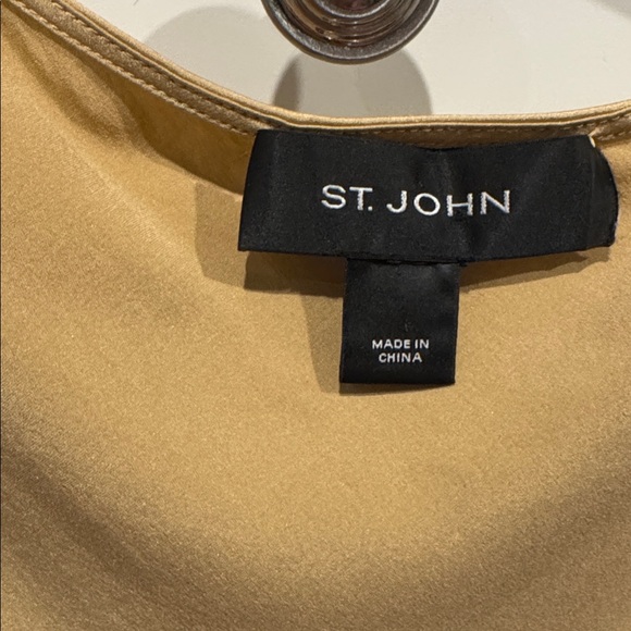 St. John Liquid Silk Gold Satin Shell Cowl Neck Top - Picture 5 of 6